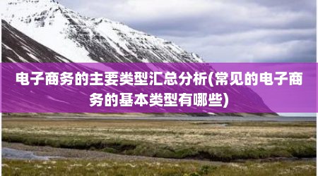 电子商务的主要类型汇总分析(常见的电子商务的基本类型有哪些)