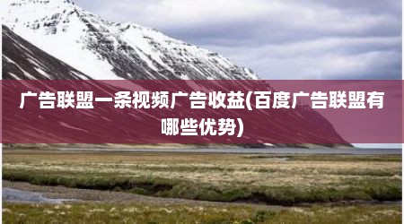 广告联盟一条视频广告收益(百度广告联盟有哪些优势)