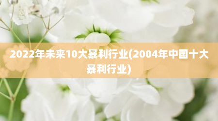 2022年未来10大暴利行业(2004年中国十大暴利行业)