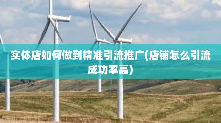 实体店如何做到精准引流推广(店铺怎么引流成功率高)