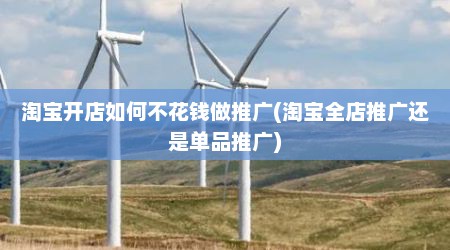 淘宝开店如何不花钱做推广(淘宝全店推广还是单品推广)