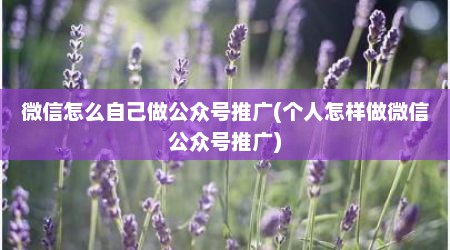 微信怎么自己做公众号推广(个人怎样做微信公众号推广)