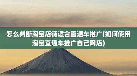 怎么判断淘宝店铺适合直通车推广(如何使用淘宝直通车推广自己网店)