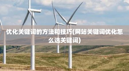 优化关键词的方法和技巧(网站关键词优化怎么选关键词)