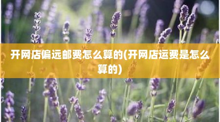 开网店偏远邮费怎么算的(开网店运费是怎么算的)