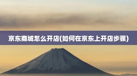 京东商城怎么开店(如何在京东上开店步骤)