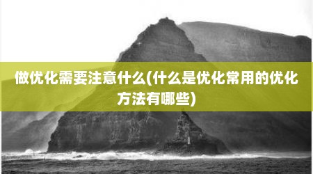 做优化需要注意什么(什么是优化常用的优化方法有哪些)