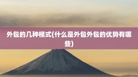 外包的几种模式(什么是外包外包的优势有哪些)