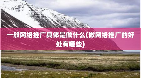 一般网络推广具体是做什么(做网络推广的好处有哪些)