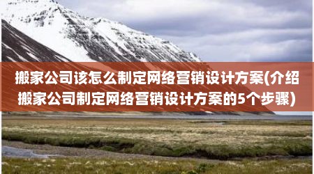 搬家公司该怎么制定网络营销设计方案(介绍搬家公司制定网络营销设计方案的5个步骤)