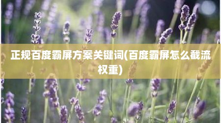 正规百度霸屏方案关键词(百度霸屏怎么截流权重)