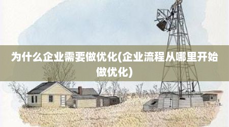 为什么企业需要做优化(企业流程从哪里开始做优化)