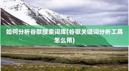 如何分析谷歌搜索词库(谷歌关键词分析工具怎么用)