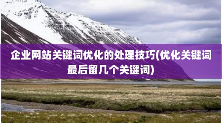 企业网站关键词优化的处理技巧(优化关键词最后留几个关键词)