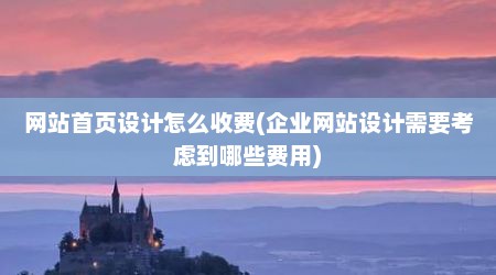 网站首页设计怎么收费(企业网站设计需要考虑到哪些费用)
