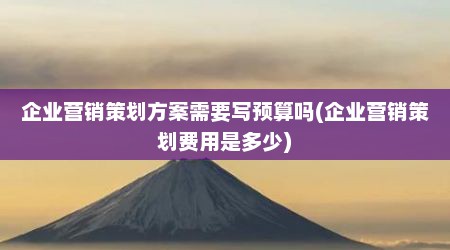 企业营销策划方案需要写预算吗(企业营销策划费用是多少)