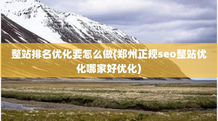 整站排名优化要怎么做(郑州正规seo整站优化哪家好优化)