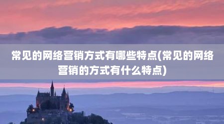 常见的网络营销方式有哪些特点(常见的网络营销的方式有什么特点)