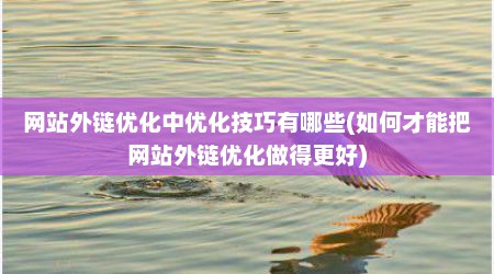 网站外链优化中优化技巧有哪些(如何才能把网站外链优化做得更好)