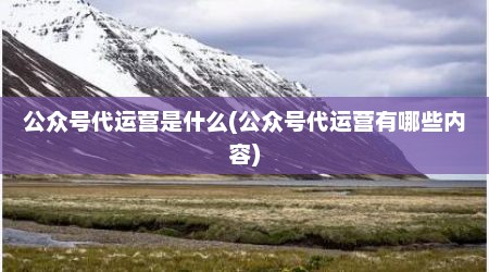 公众号代运营是什么(公众号代运营有哪些内容)