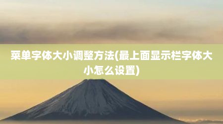 菜单字体大小调整方法(最上面显示栏字体大小怎么设置)