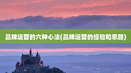 品牌运营的六种心法(品牌运营的经验和思路)