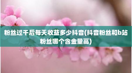 粉丝过千后每天收益多少抖音(抖音粉丝和b站粉丝哪个含金量高)