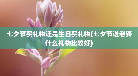 七夕节买礼物还是生日买礼物(七夕节送老婆什么礼物比较好)