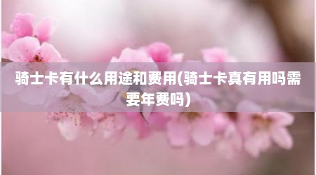 骑士卡有什么用途和费用(骑士卡真有用吗需要年费吗)