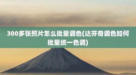 300多张照片怎么批量调色(达芬奇调色如何批量统一色调)