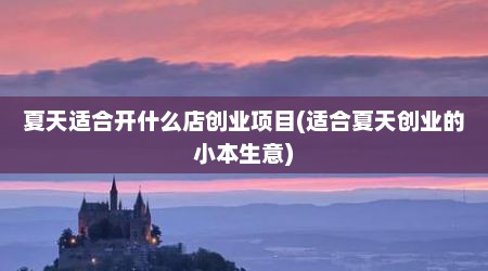 夏天适合开什么店创业项目(适合夏天创业的小本生意)