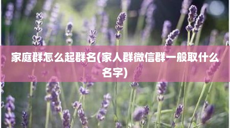 家庭群怎么起群名(家人群微信群一般取什么名字)