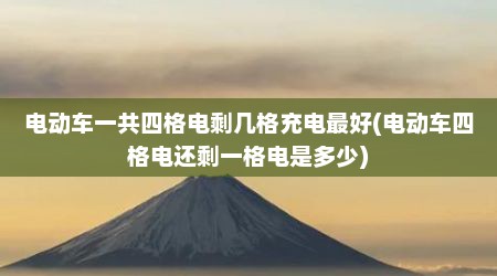 电动车一共四格电剩几格充电最好(电动车四格电还剩一格电是多少)