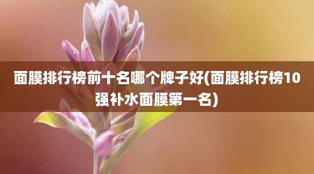 面膜排行榜前十名哪个牌子好(面膜排行榜10强补水面膜第一名)