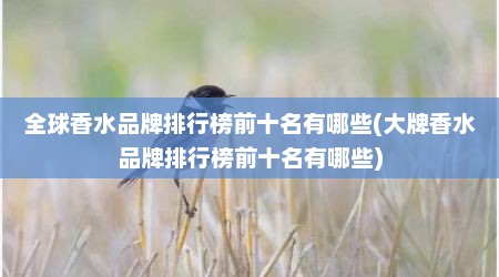 全球香水品牌排行榜前十名有哪些(大牌香水品牌排行榜前十名有哪些)