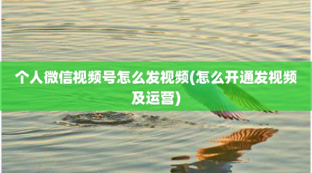 个人微信视频号怎么发视频(怎么开通发视频及运营)
