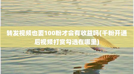 转发视频也要100粉才会有收益吗(千粉开通后视频打赏勾选在哪里)