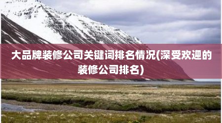 大品牌装修公司关键词排名情况(深受欢迎的装修公司排名)