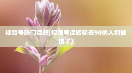 视频号热门话题(视频号话题标签90的人都做错了)