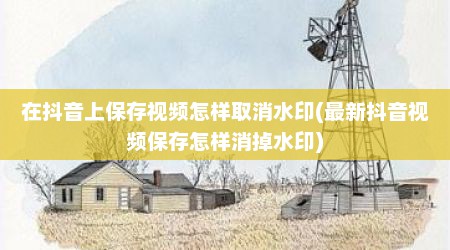 在抖音上保存视频怎样取消水印(最新抖音视频保存怎样消掉水印)