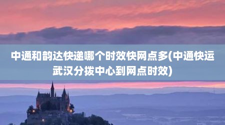 中通和韵达快递哪个时效快网点多(中通快运武汉分拨中心到网点时效)