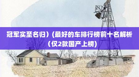 冠军实至名归）(最好的车排行榜前十名解析（仅2款国产上榜)