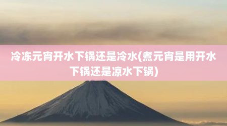 冷冻元宵开水下锅还是冷水(煮元宵是用开水下锅还是凉水下锅)
