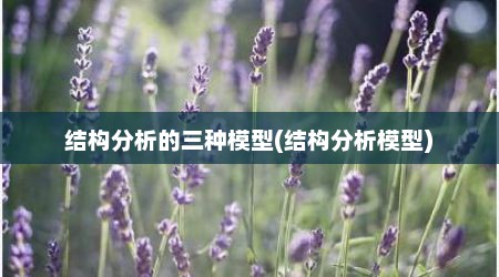 结构分析的三种模型(结构分析模型)