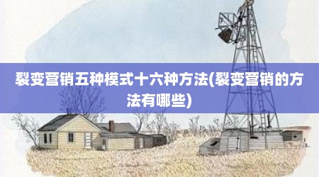 裂变营销五种模式十六种方法(裂变营销的方法有哪些)