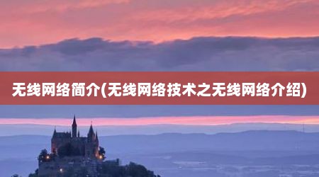 无线网络简介(无线网络技术之无线网络介绍)