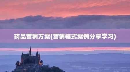 药品营销方案(营销模式案例分享学习)