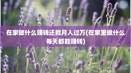在家做什么赚钱还能月入过万(在家里做什么每天都能赚钱)