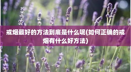 戒烟最好的方法到底是什么呢(如何正确的戒烟有什么好方法)
