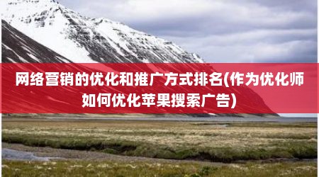 网络营销的优化和推广方式排名(作为优化师如何优化苹果搜索广告)